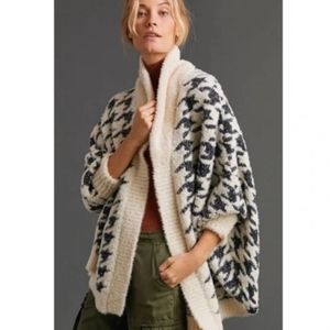 Maeve Anthropologie Houndstooth Shawl Cardigan OS